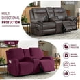 thumbnail image 6 of Timeles 2 Seat Recliner Sofa Covers with Middle Console Slipcover, Loveseat Recliner Couch Cover Stripe Jacquard Furniture Protector Covers with Elastic Bottom for Kids, Pets (Burgundy), 6 of 6