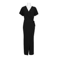 thumbnail image 4 of Emma & Michele V-Neck Short Sleeve Tie Side Wrap Solid Jersey Jumpsuit-BLACK / M, 4 of 4