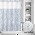 thumbnail image 2 of No Hook Shower Curtain, Light Blue Botanical Shower Curtains for Bathroom with See Through Top Window, Pastoral Elegant Spring Floral Waterproof & Washable Bath Curtain 60"x72", 2 of 9