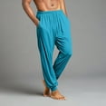 thumbnail image 4 of GrmtClth Mens Pajama Pants Lounge Jogger Night Pants Comfy Classic Pjs Bottoms with Drawstring & Pockets Cyan XXL, 4 of 9