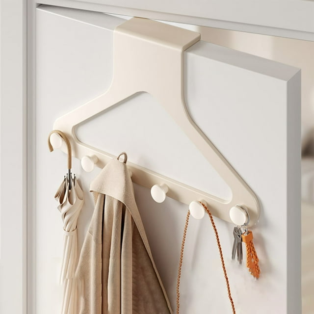 Perchero de Pared con Adhesivo Resistente para Colgar Ropa, Bolsos y Sombreros, de Hierro, Gris/Blanco.