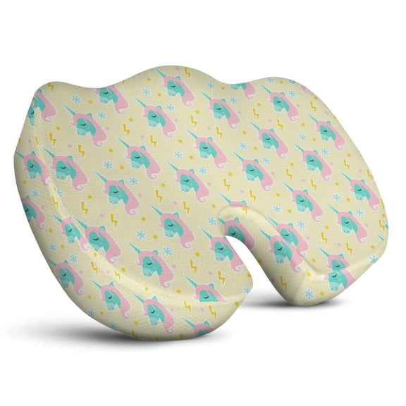 Premium Unicorn Pattern Memory Foam Seat Cushion Ergonomic Chair Pad for Office Chair, Car, Airplane & Bleachers Sciatica, Tailbone Hip & Back Pain Relief - Chair Cushion for Long Office Workers.