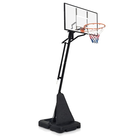 Portable Basketball Hoop with Adjustable Height 8-10 ft, 44" Backboard & Wheels for Indoor/Outdoor Use