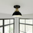 thumbnail image 4 of Design House Savannah Farmhouse 1-Light Semi-Flush Mount Ceiling Light, Matte Black/Satin Gold, 4 of 17