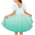 thumbnail image 4 of Ashirexll Girls Summer Dress Children Short Sleeve Round Neck Classic Back Solid Color Casual A-Line Dress for Preteen Kids, 4 of 7