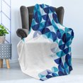 thumbnail image 4 of Abstract Soft Flannel Fleece Throw Blanket, Modern Geometrical Circled Pattern Plain Background Artwork, Cozy Plush for Indoor and Outdoor Use, 60" x 80", Dark Blue White and Blue, by Ambesonne, 4 of 5