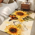 thumbnail image 4 of Sunflower Area Rug 4x6 FT, Non Slip Kids Room Carpet, Butterfly Spring Floral Retro Washable Soft Floor Carpet Non-Shedding Throw Rug for Dorm Kitchen Study Room Home Office Bedside, 4 of 9