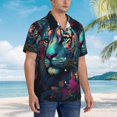 thumbnail image 3 of KLL Colorful Flower Tiger Pattern Men's Hawaiian Shirt Short Sleeve Button Down Beach Shirts,Large, 3 of 7