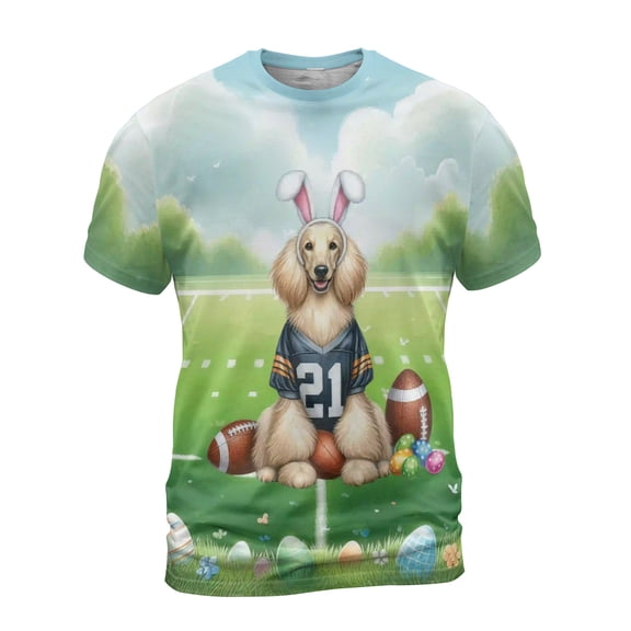 Happy Easter Hello Spring Afghan Hound Playing Football All Over Print 3D Shirt Unisex Merch Dog Lover - 13003