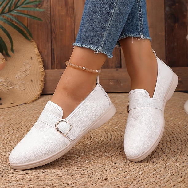 Miluxas Women's Comfortable Classic Penny Loafers Leather Sneakers Casual Slip On Dress Shoes office Work Everyday Walking Flats Driving Shoes for 
