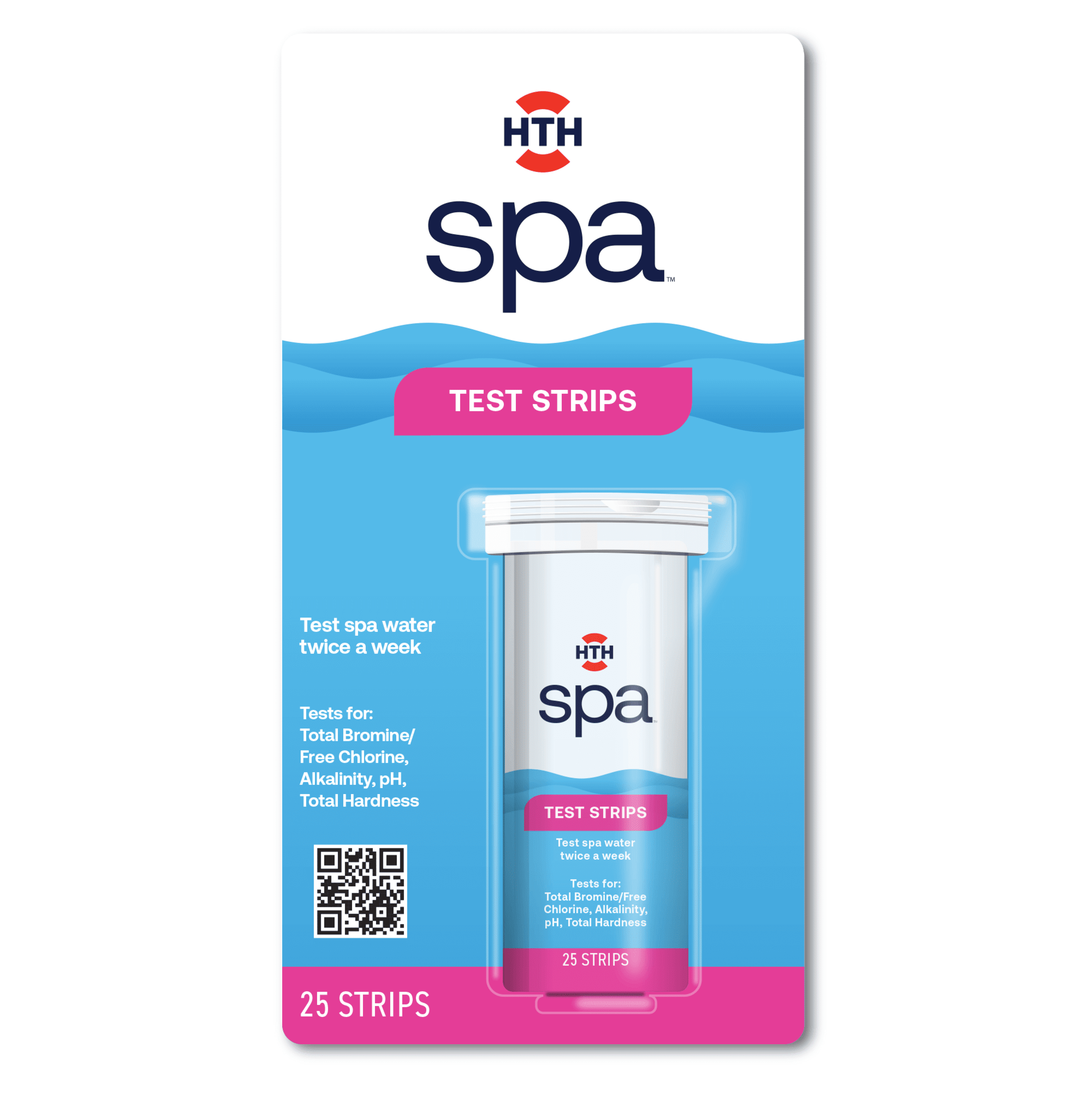 HTH Spa Care 6-Way Test Strips, Spa & Hot Tub, Chemical Tester, 25 Strips (Pool Chemicals)