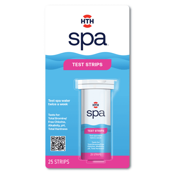 HTH Spa Care 6Way Test Strips, Spa & Hot Tub, Chemical Tester, 25 Strips (Pool Chemicals