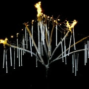 Upgraded 30cm 8 Tubes 144 LED Meteor Shower Rain Lights, Falling Rain Drop Christmas Light, Waterproof Cascading lights for Holiday Party Wedding Christmas Tree Decoration (White)