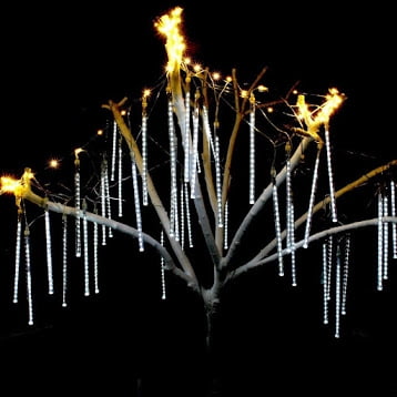 Upgraded 30cm 8 Tubes 144 LED Meteor Shower Rain Lights, Falling Rain Drop Christmas Light, Waterproof Cascading lights for Holiday Party Wedding Christmas Tree Decoration (White)