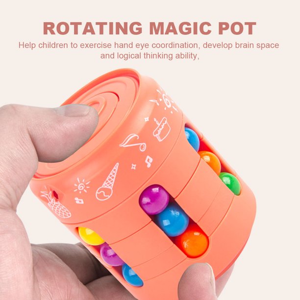 Lata Giratoria Sensory Bean Cube Puzzle Spinner giratorio Alivio del estrés Juguete educativo (naranja)