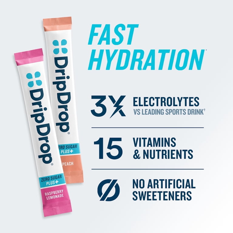DripDrop Zero Sugar Plus Peach & Raspberry Lemonade, 10 Packets photo 6