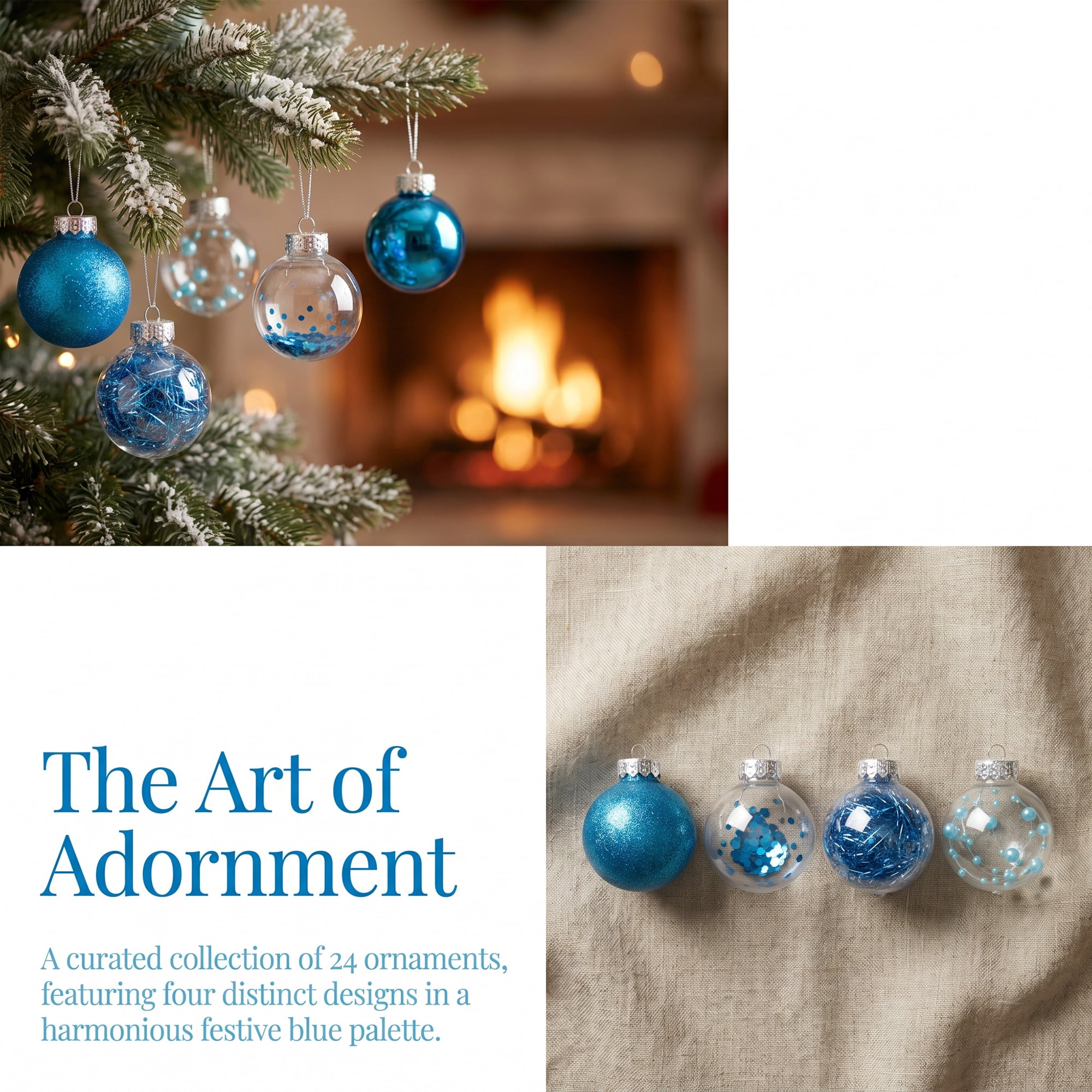 Unique Bargains Christmas Tree Ornaments - 24 Pack Hanging Baubles Shatterproof Balls Lake Blue 2.4"