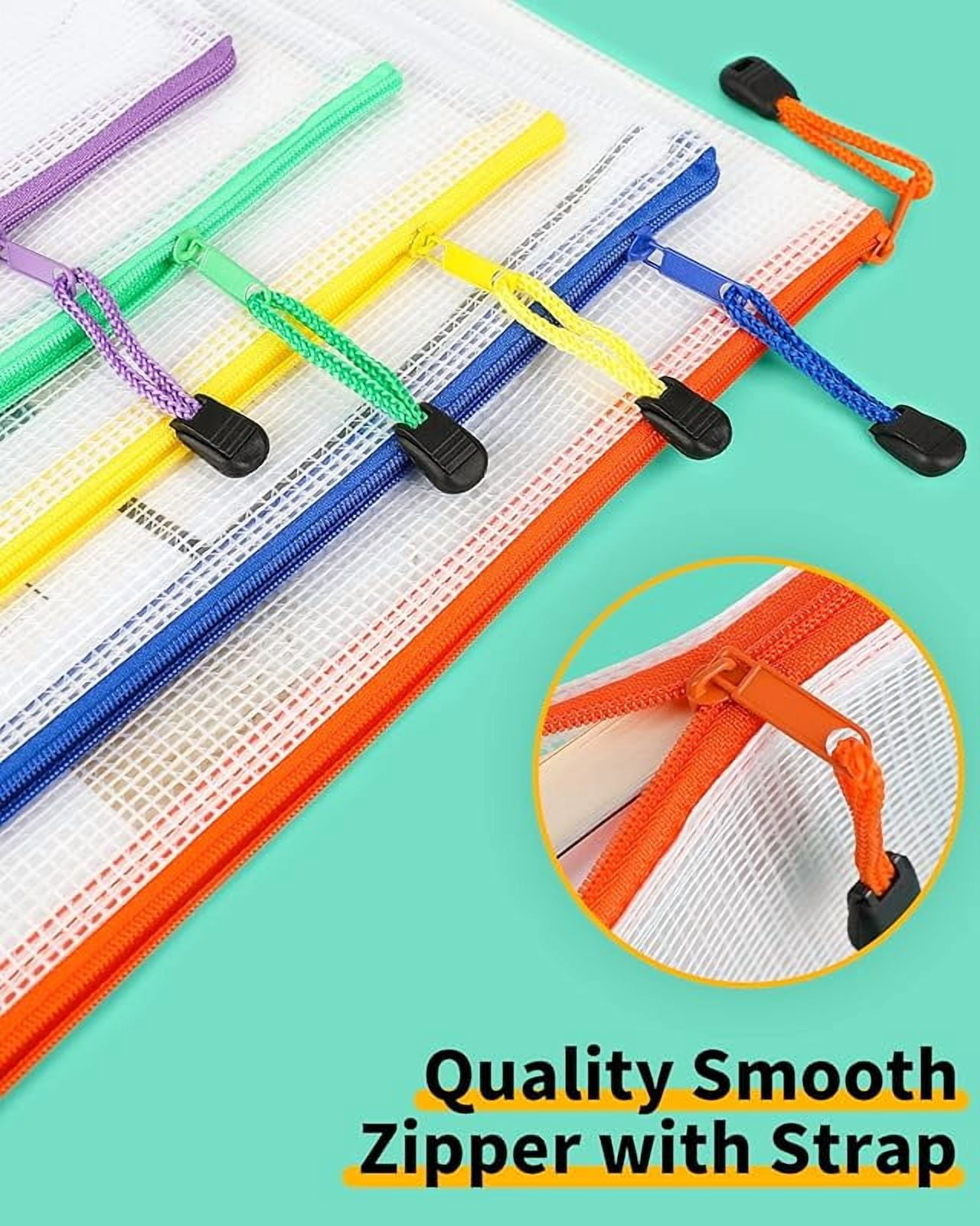 B4 Mesh Zipper Pouch, 24 Pack 12 Colors 15" x 11" Zipper Pouches for Organizing, Multipurpose Waterproof Zipper Bags for Office Supplies