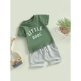 thumbnail image 3 of Caoirhny Kid Pants Suit, Boy Short Sleeve Round Neck Letters Tops + Casual Street Drawstring Short Pants, 3 of 8