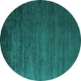 thumbnail image 1 of Ahgly Company Machine Washable Indoor Round Oriental Turquoise Blue Industrial Area Rugs, 8' Round, 1 of 4