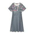 thumbnail image 6 of Fantaslook Pleated Summer Dresses for Women Short Sleeve A Line Midi Dress Flowy Floral Sundress Casual Dress with Pockets, 6 of 10