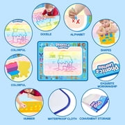 Casrra Doodle Drawing Mat, Large Aqua Magic Water Mat, Reusable Writing Pad & Educational Learning Toy Gift for Kids 3-6 Years Old