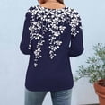 thumbnail image 5 of Uootdi Womens Tees Crew Neck Long Sleeve Floral Border Splice Pullover Tee for Women Loose Fit Soft Spring Boho Womens Tops, 5 of 7