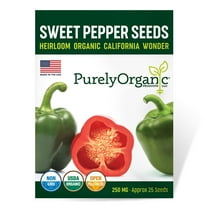 Purely Organic Heirloom Sweet Pepper Seeds (California Wonder) - Approx 35 Vegetable Seeds - Crisp & Mild, Full Sun, Non-GMO - for 2022 Season