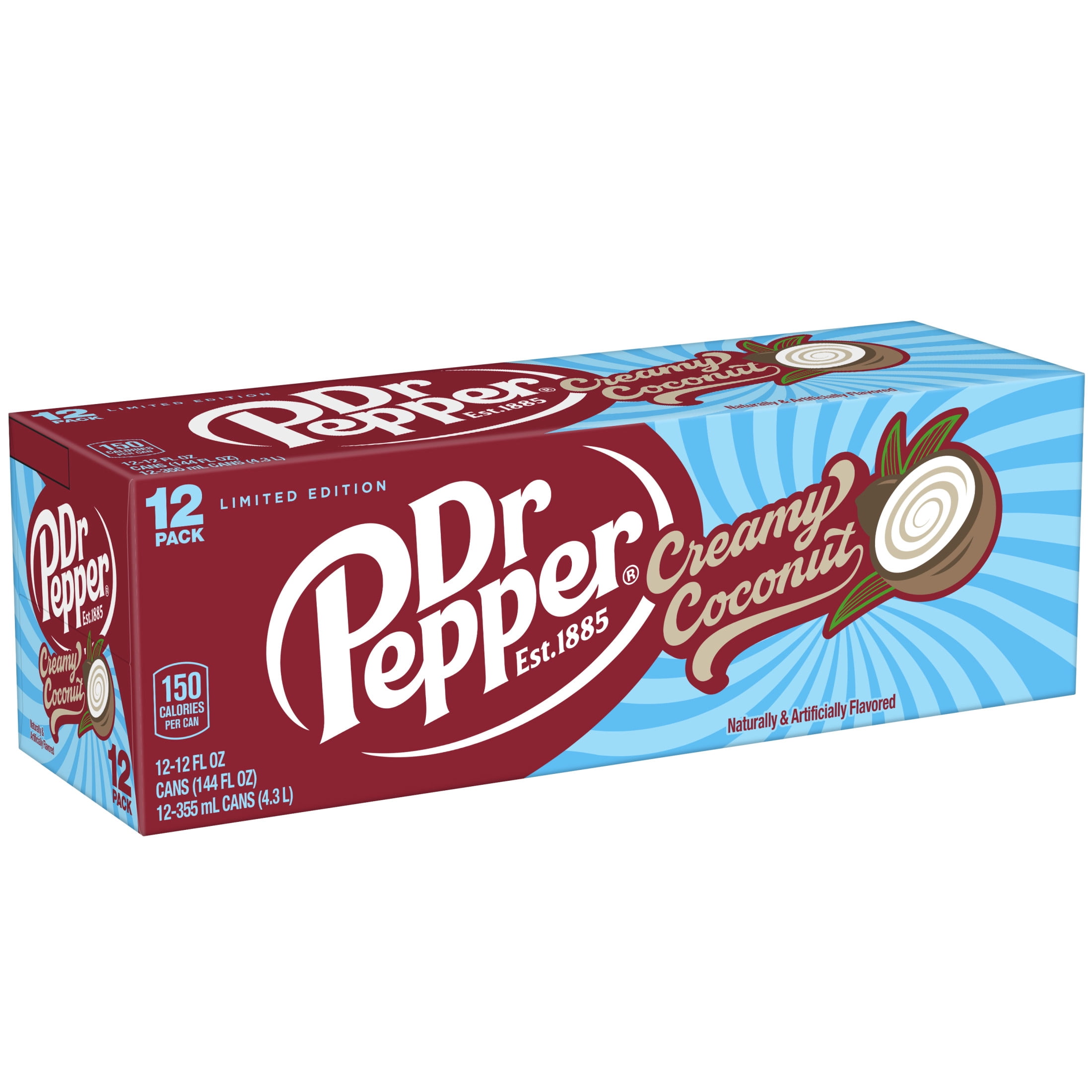Dr Pepper Creamy Coconut Soda Pop, 12 fl oz, 12 Pack Cans