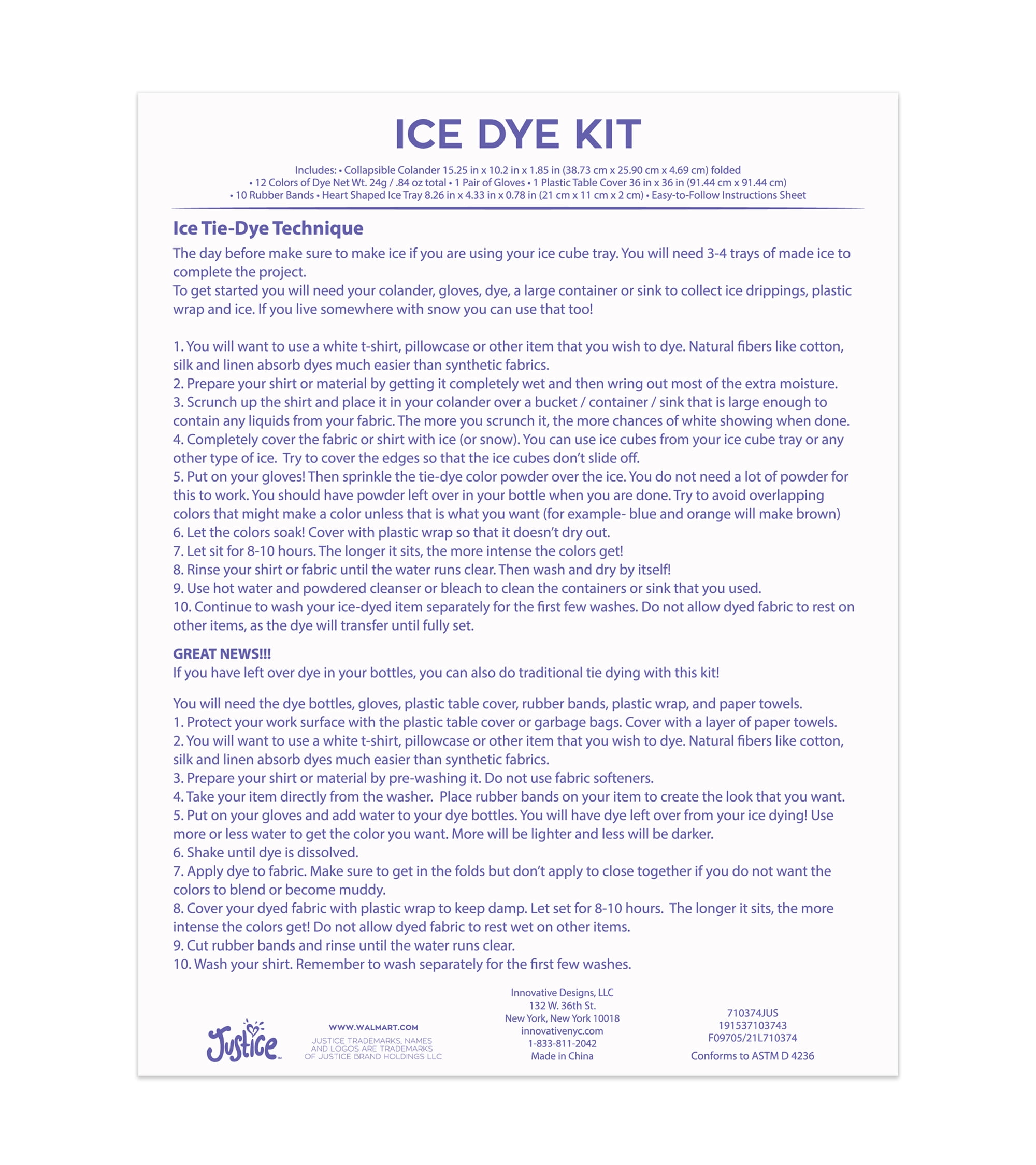 Justice DIY Tie-Dye Ice Dye Kit