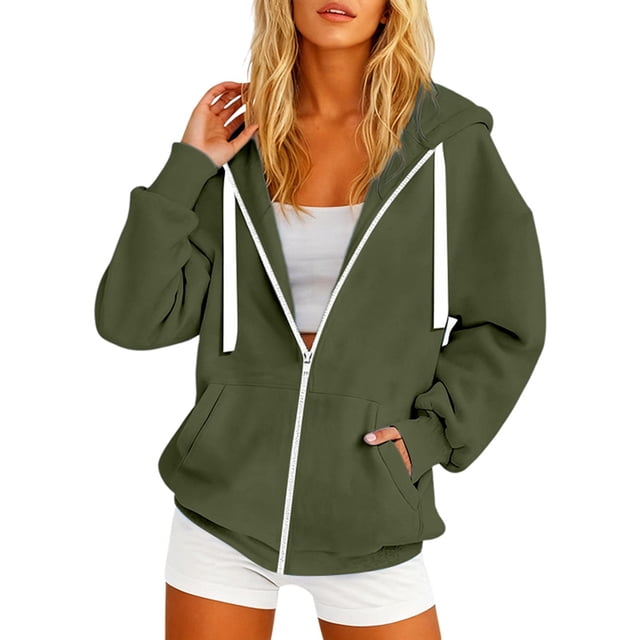 Sweat à Capuche Léger et Décontracté pour Femmes avec Poche Zippée pour Usage Quotidien en Automne et Saisons