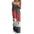 thumbnail image 3 of BiZtdJrK Sales of The Day, Womens Overalls Loose Fit Wide Leg Jumpsuits Sleeveless Color Block Rompers with Pockets Dressy Summer Beach Vacation Outfits Wine S, 3 of 7