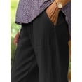 thumbnail image 3 of Frontwalk Cotton Casual Pants for Women Elastic Waist Wide Leg Pants Comfy Straight Leg Pants Black 3XL, 3 of 5