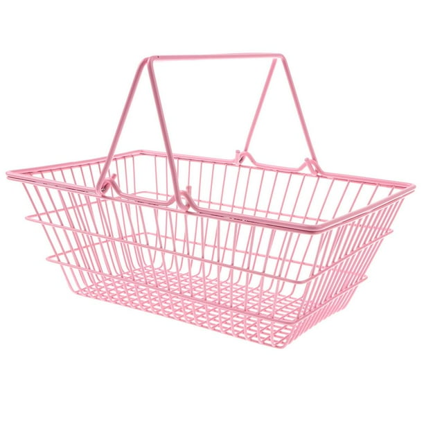 Cesta de la compra de juguete para niños y bebés, ideal para guardar frutas y verduras. Rosa medio