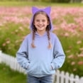 thumbnail image 2 of GiLiling Teen Girls Cute Cat Ear Hooded Sweatshirt Solid Color Long Sleeve Hoodie Pocket Toddler Fall Winter Pullover Kids (Purple, 9-10 Years), 2 of 4