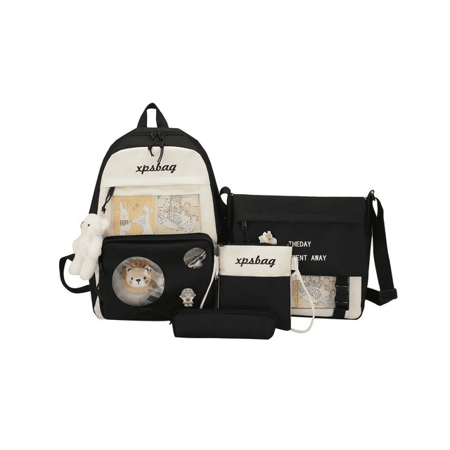 Set De 4 Piezas De Mochilas Escolares Para Niñas Y Niños Color Negro