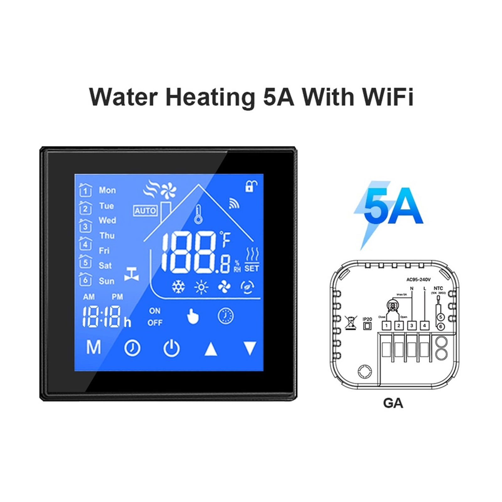 Thermostat, Electric Floor Heating Water/Gas Boiler Thermostat, Digit Temperature Controller ,Save Energy