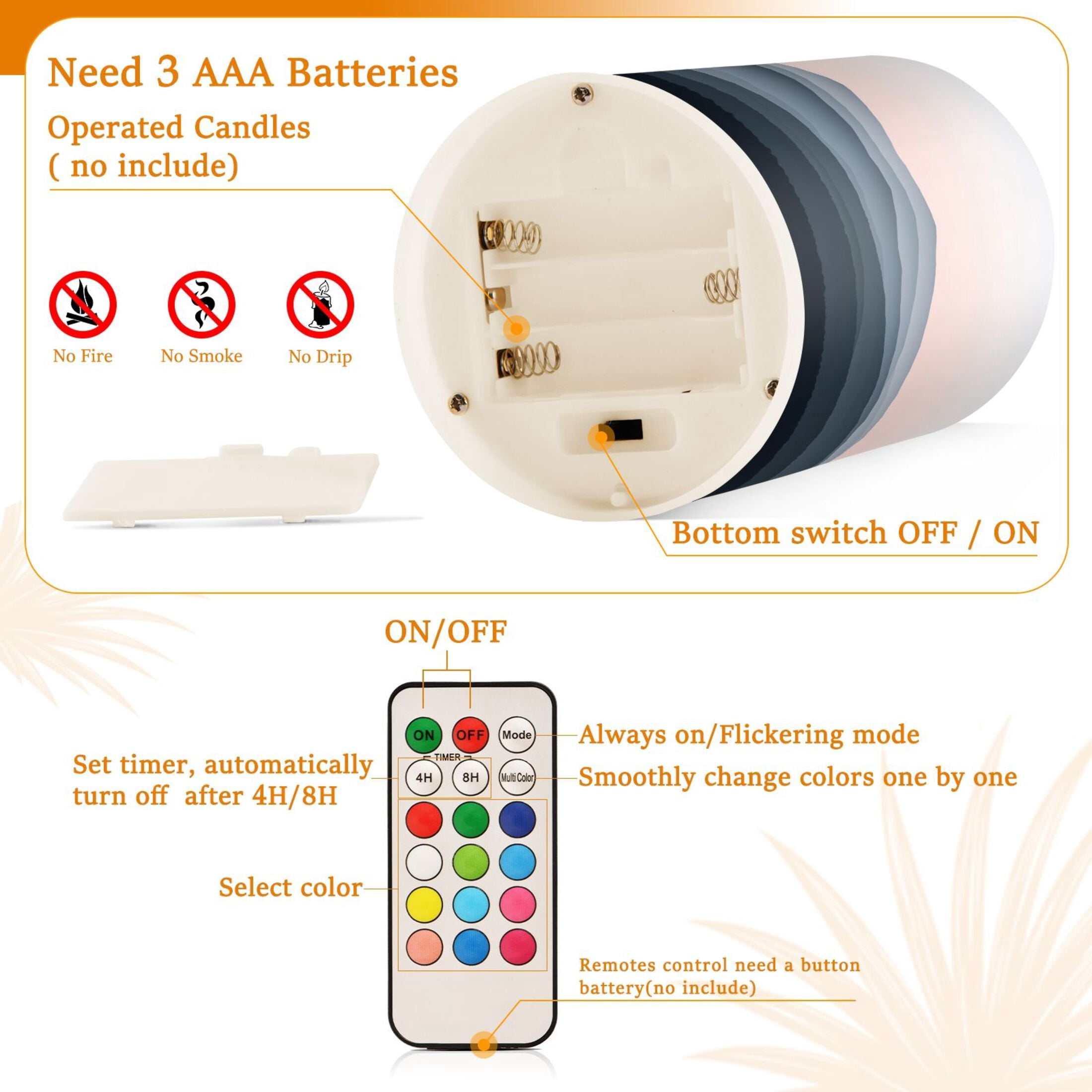 Layered Mountain Set of 2 Flameless LED Candles Remote and Timer Indoor Outdoor