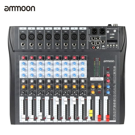 ammoon CT80S-USB 8 Channel Digtal Mic Line Audio Mixing Mixer Console with 48V Phantom Power for Recording DJ Stage Karaoke Music (The Best Mixer For Karaoke)