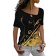 thumbnail image 2 of Moda mujer Casual pantalones cortos manga cuello sesgado impreso señoras Tops blusa Pompotops ulkah936805, 2 of 5