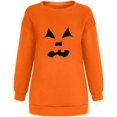 thumbnail image 3 of Chandails en Molleton Visage de Citrouille d'Halloween pour Femmes Manches Longues Surdimensionnées Col Rond Orange Pull Tops, 3 of 7