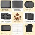 thumbnail image 3 of Nonstick Bakeware Set, Carbon Steel Baking Pans with Wider Grip, Includes Roasting Pan, Cookie Sheet, Cake Pans, Muffin Pans, Cooling Rack, Oven Mitts, Easy Release, 3 of 8