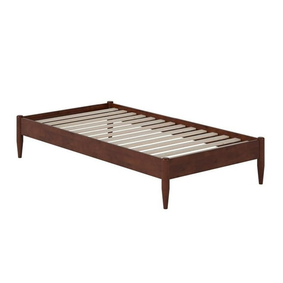 Pemberly Row Modern 14" Twin Basic Platform Bed Frame in Walnut