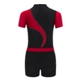 thumbnail image 4 of RUNQHUI Kids Boys Gymnastics Dance Performance Outfit Color Block Ballet Leotard with Shorts Set Burgundy 12, 4 of 5