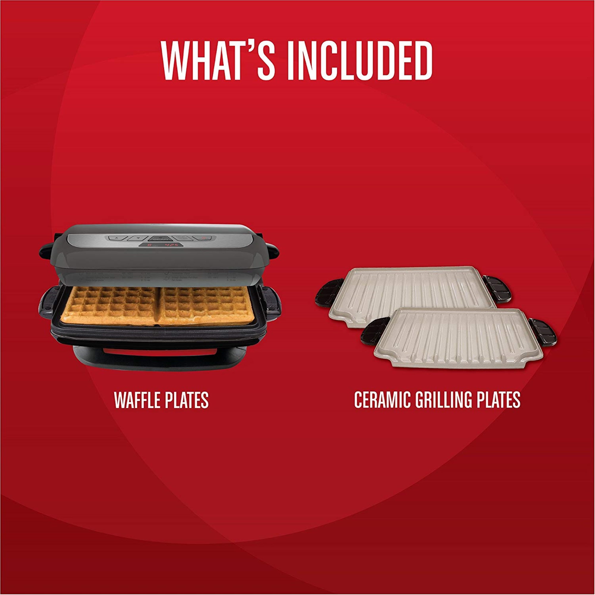 George Foreman 5-Serving Evolve Grill With Waffle Plates And Ceramic Grill Plates Black - image 4 of 5