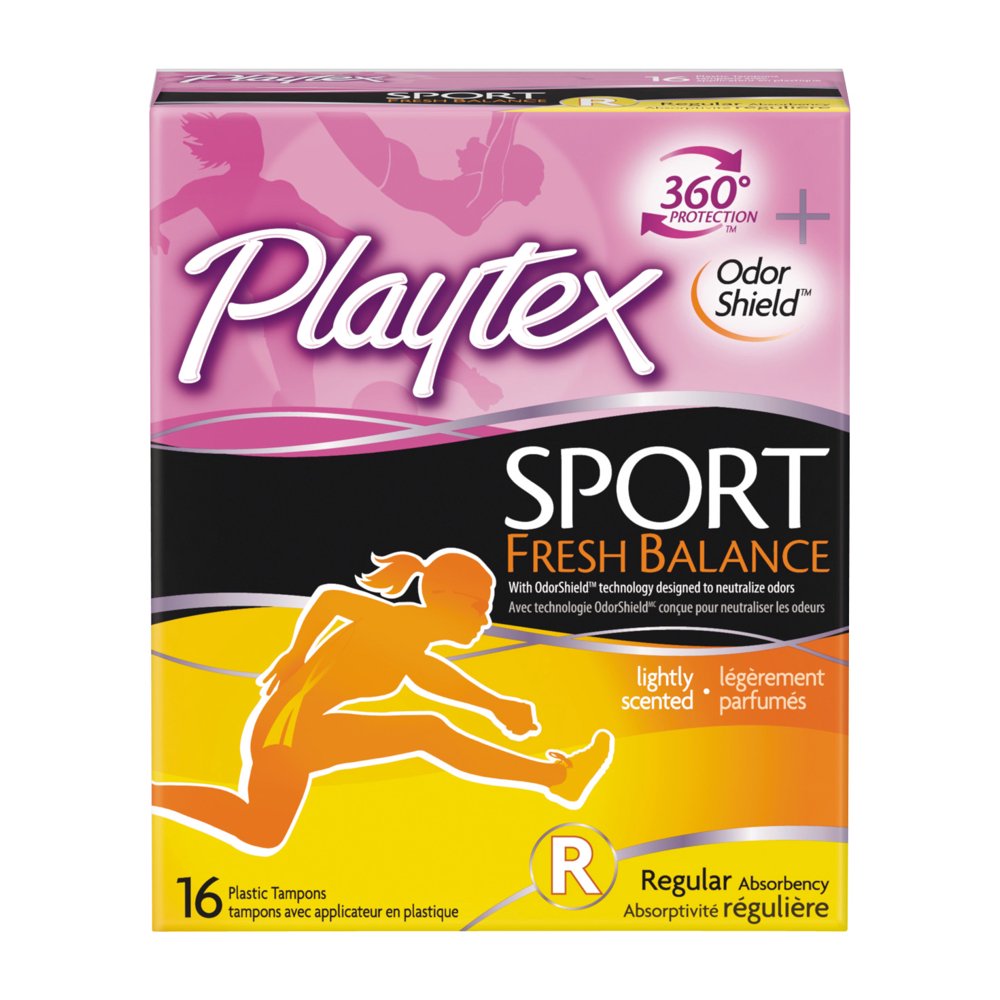 Playtex Sport Fresh Balance Plastic Tampons, Scented, Regular, 16 Ct