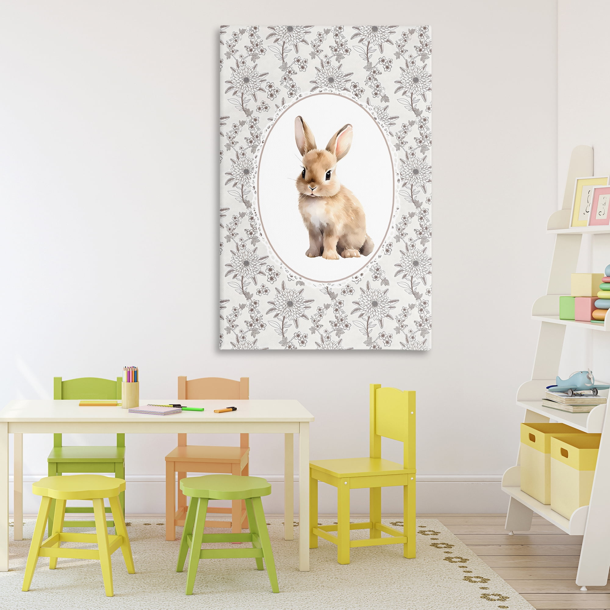 Stupell Industries Mauve Botanical Bunny Canvas Wall Art, design by Ink Drop Loft