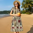 thumbnail image 4 of Disketp Rustic Plaid Forest Lodge para Vestido de Manga Corta para Mujeres, Vestidos de Verano para Mujeres, Casual y Holgado para la Playa, 4 of 6