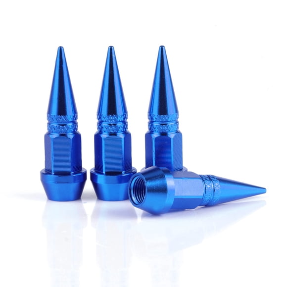 Tapones de válvula SINGARO, vástago de aluminio con púas, 45 mm, 4 piezas, azul