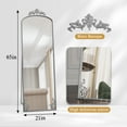 thumbnail image 7 of HLR 65"x21" Silver Arched Full Length Mirror, Floor Mirror with Carved Metal Frame, Body Dressing, 7 of 7